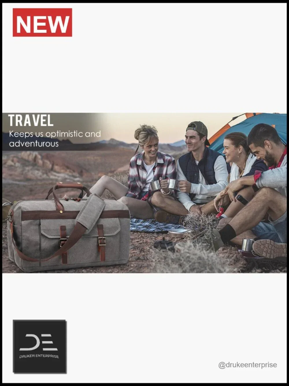 Waterproof Canvas Leather Travel Duffel Bag Carry On Weekender